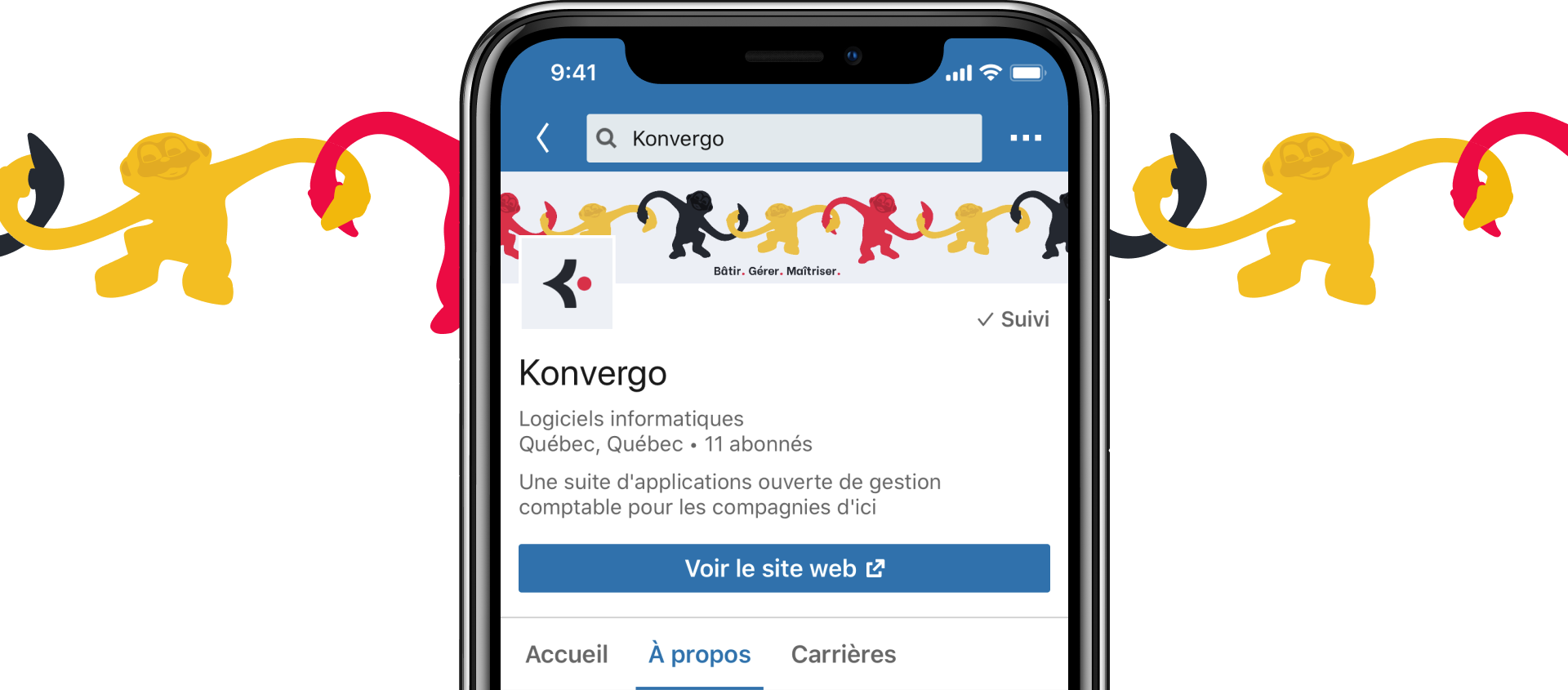 Aperçu de l'identité visuelle de Konvergo appliquée sur un compte de réseau social