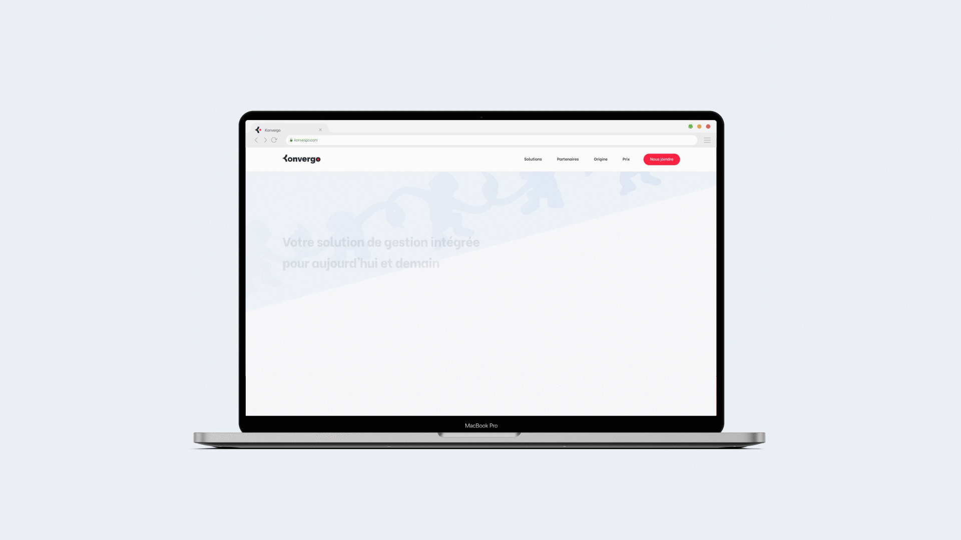 Démonstration animée du prototype de la landing page de Konvergo