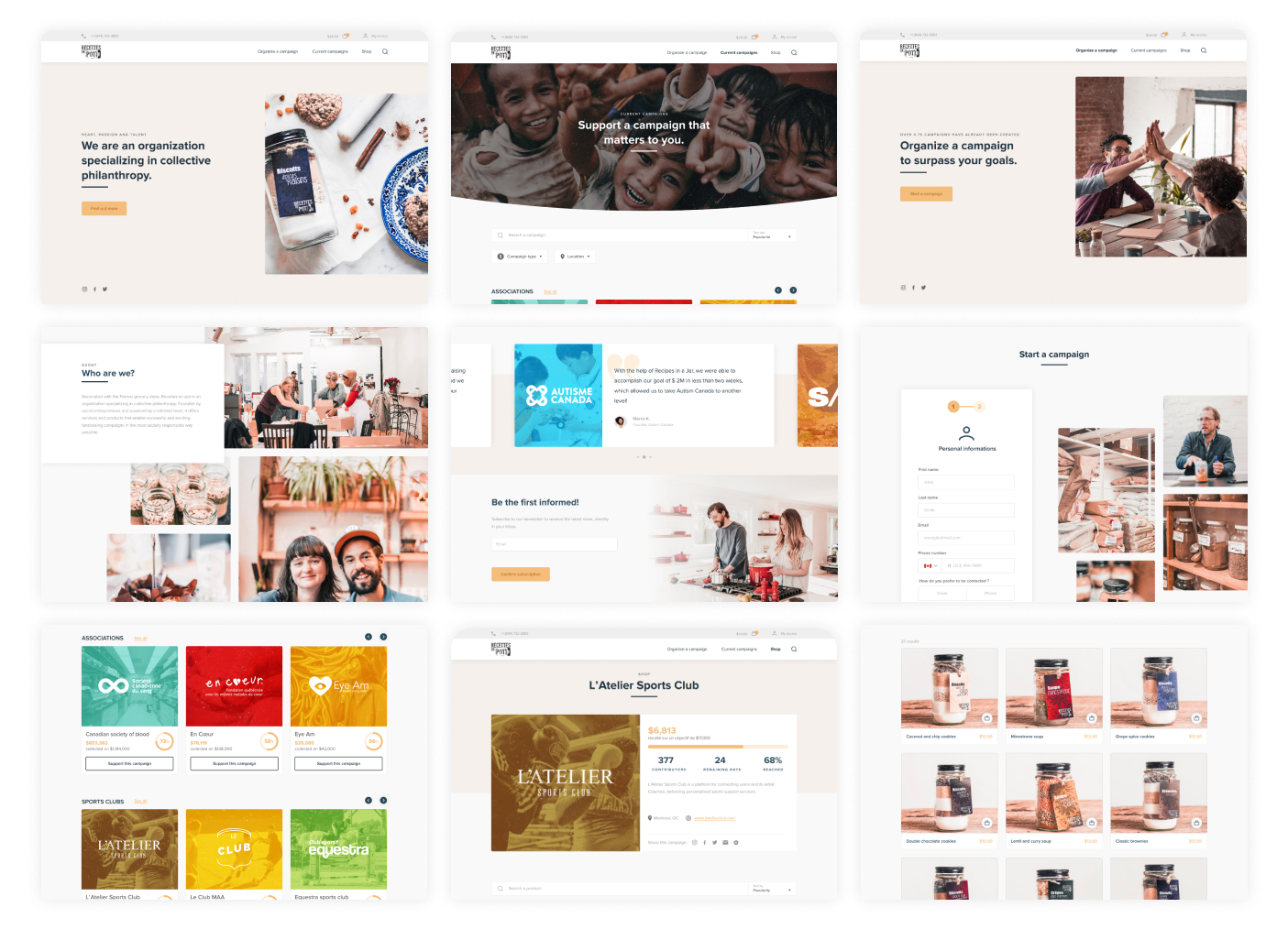 Vue d'ensemble de la refonte de Recettes en pot